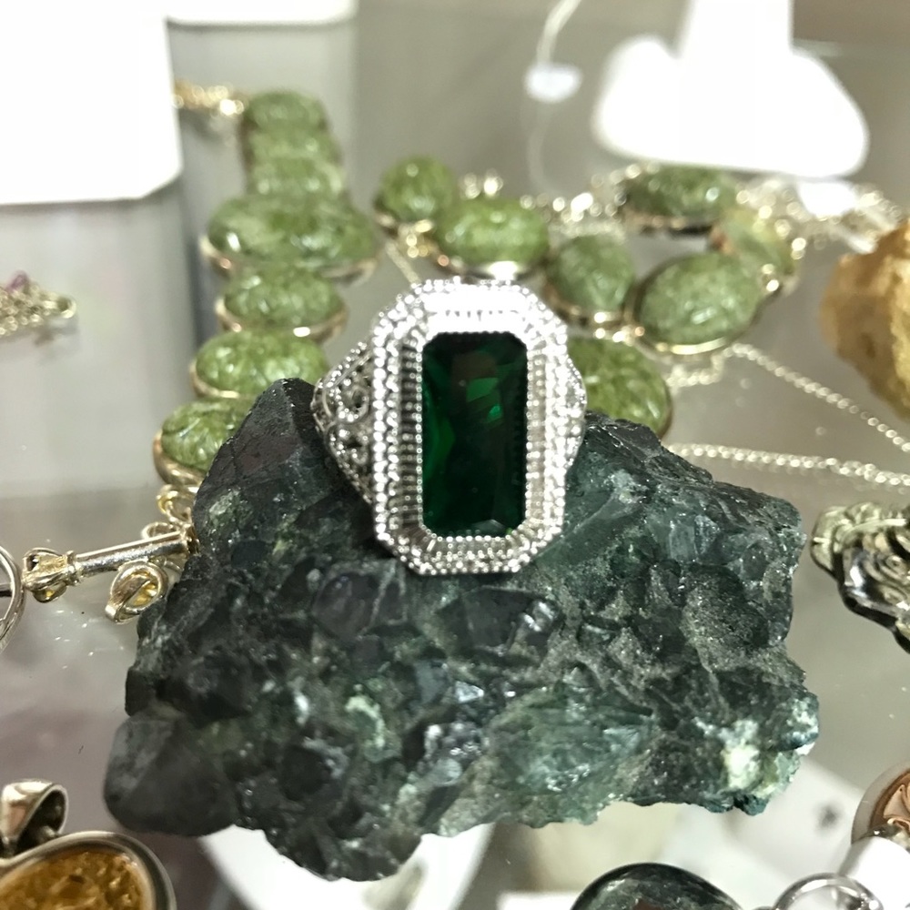 Sterling Silver and Emerald Ring